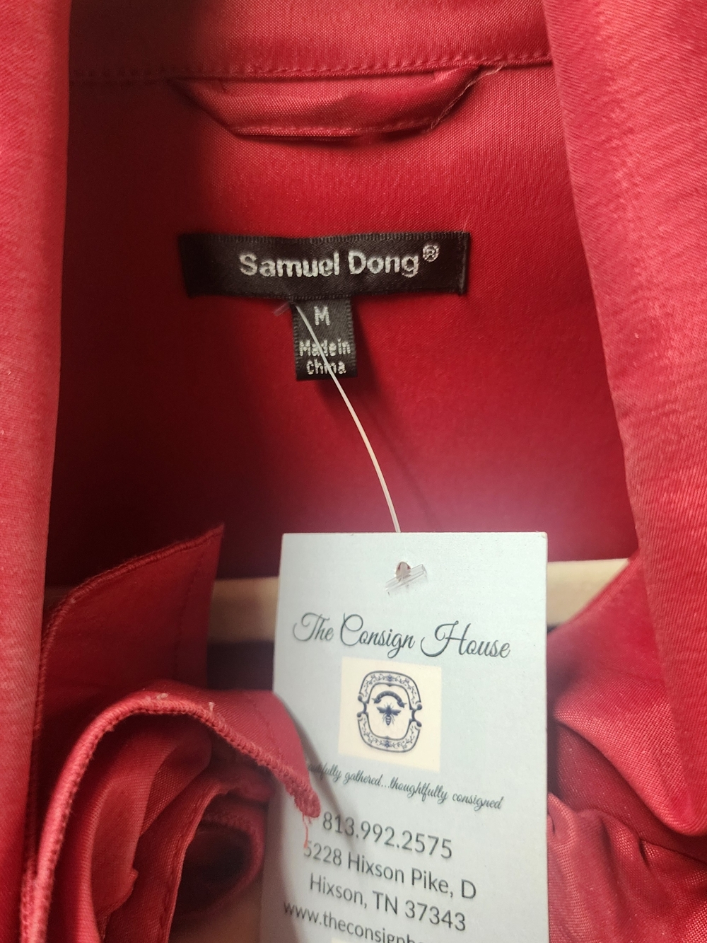 Samuel Dong Red Ruffle Satin Robe - Picture 2 of 5